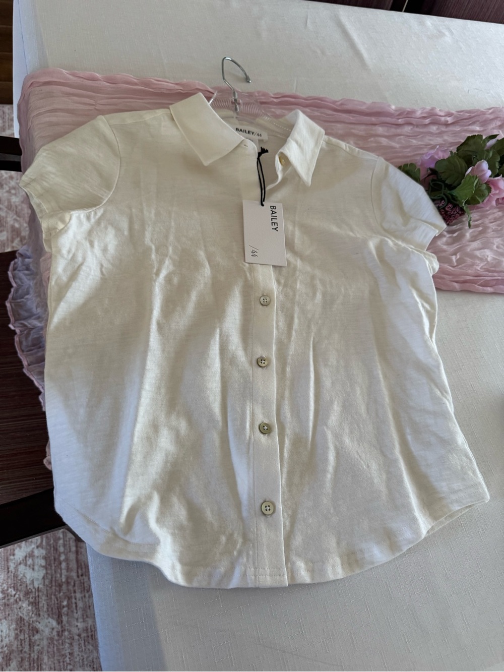 Bailey 44 Short-Sleeve Button-Down Shirt in Cream - Picture 6 of 8